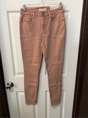 NWT Anthropologie Unpublished Dusty Rose Olivia High Rise Skinny Jeans Sz 27